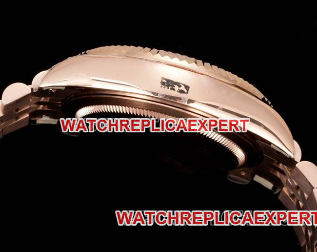 watch AR+ factory pilot rolexwhite dial mechanical rose gold steel braceletside live photo