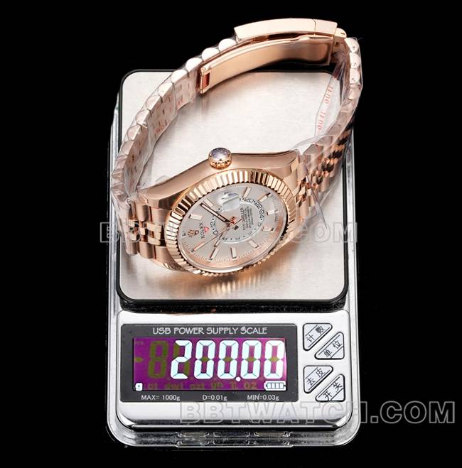 Watch AR+ Factory Pilot Rolex White Dial Mechanical Rose Gold Steel Bracelet Weight Live Photos