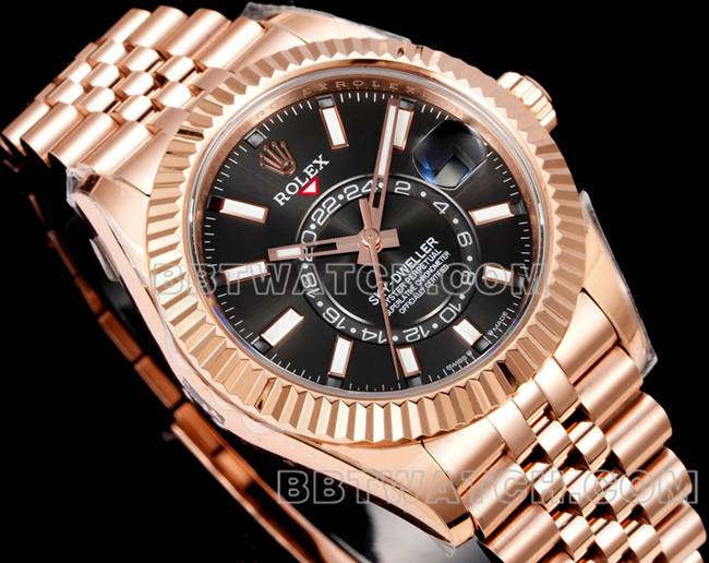 top-tier watch AR+ factory Rolex Navigator black dial mechanical rose gold steel braceletfront live photo