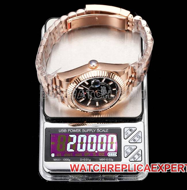 top-tier watch AR+ factory Rolex pilot black dial mechanical rose gold steel bracelet weight live photos