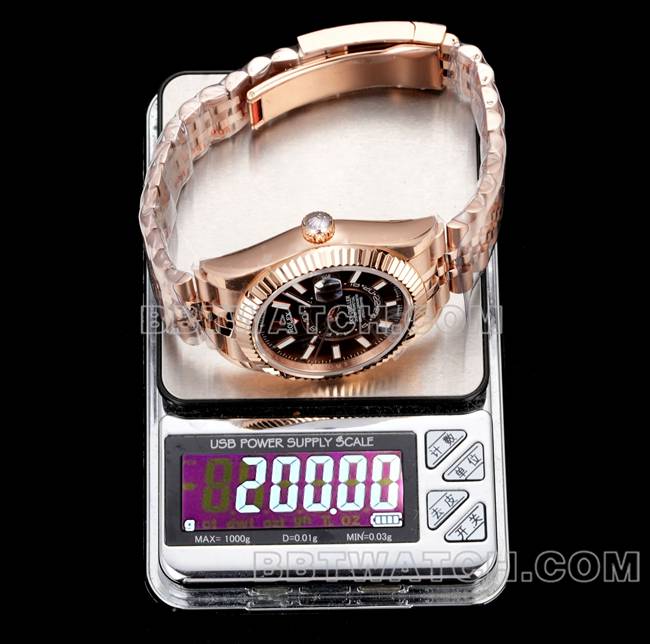collectible watch AR+ factory Rolex Navigator brown dial mechanical rose gold steel bracelet weight live photos