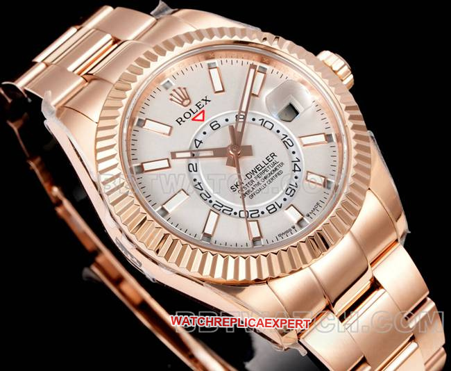 1:1replica watch AR+ factory Rolex pilot white dial mechanical rose goldfront live photo
