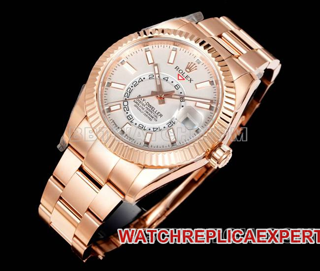 1:1replica watch AR+ factory Rolex pilot white dial mechanical rose goldfront live photo