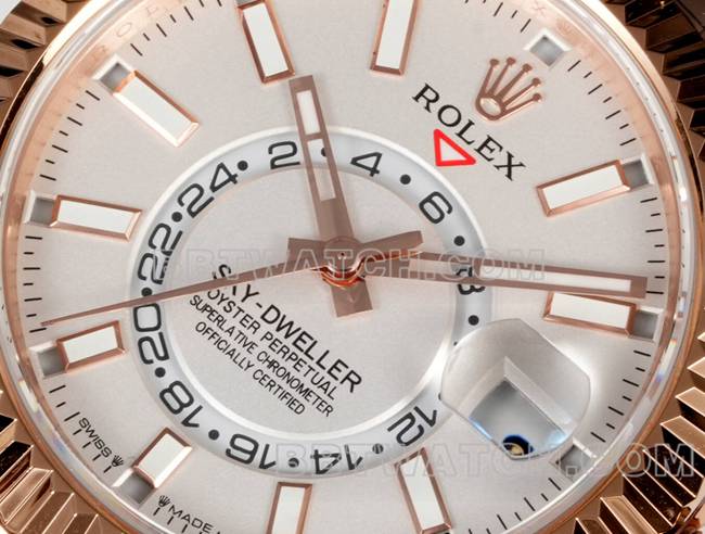 1:1replica watch AR+ factory Rolex pilot white dial mechanical rose goldfront live photo