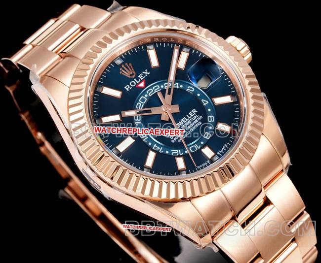 top-tier watch RolexAR+ factory pilot blue dial mechanical rose goldfront live photo