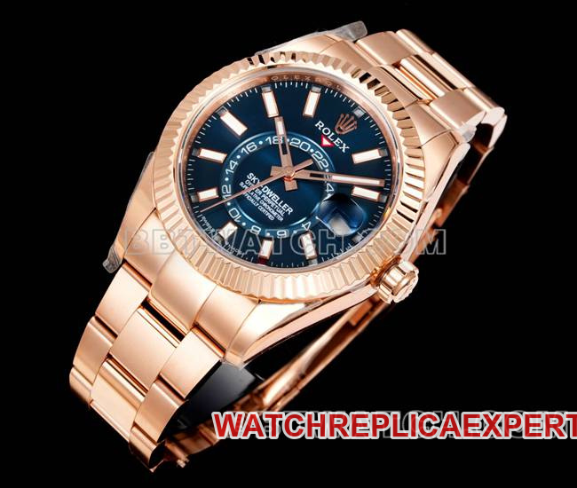 top-tier watch RolexAR+ factory pilot blue dial mechanical rose goldfront live photo