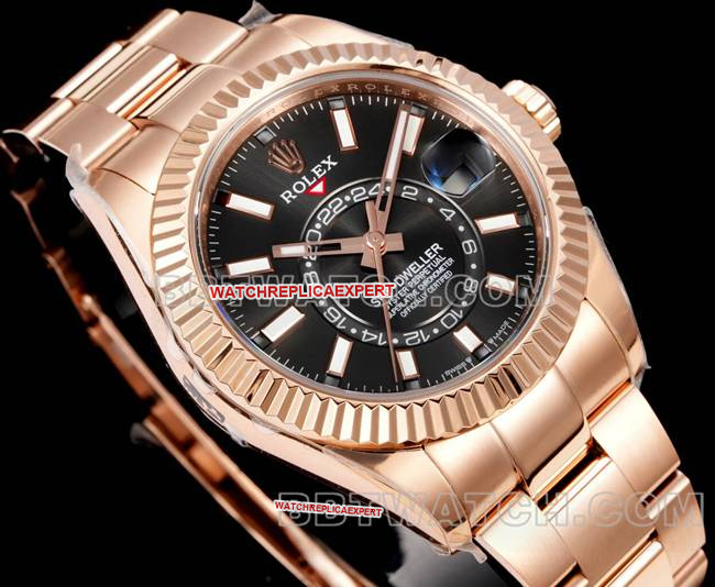 collectible watch RolexAR+ factory pilot black dial mechanical rose goldfront live photo