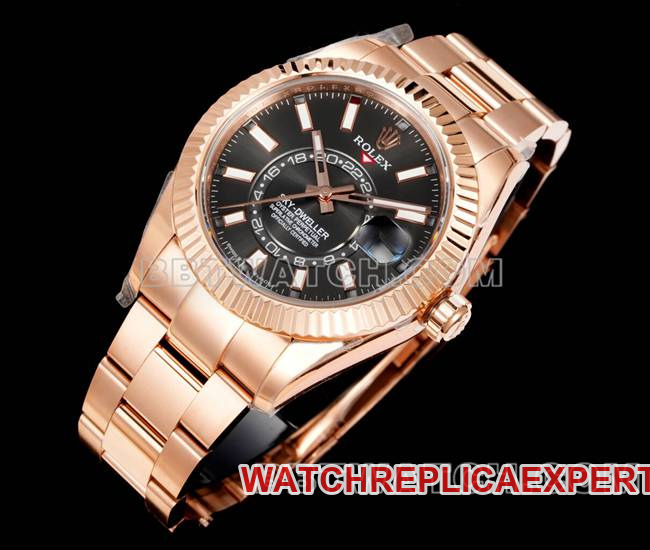 collectible watch RolexAR+ factory pilot black dial mechanical rose goldfront live photo