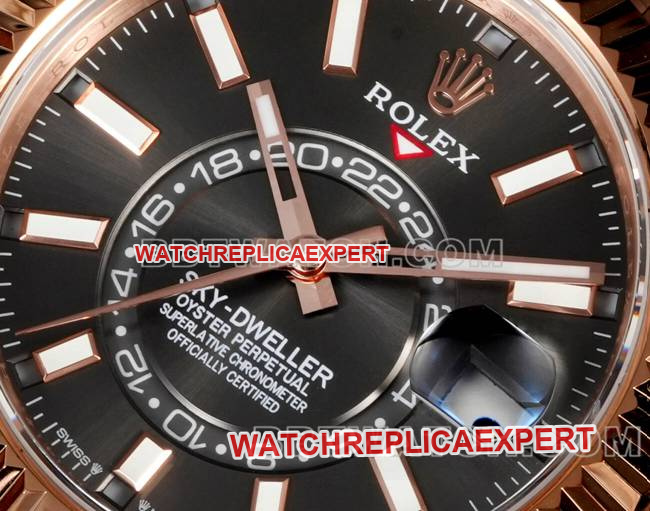 collectible watch RolexAR+ factory pilot black dial mechanical rose goldfront live photo