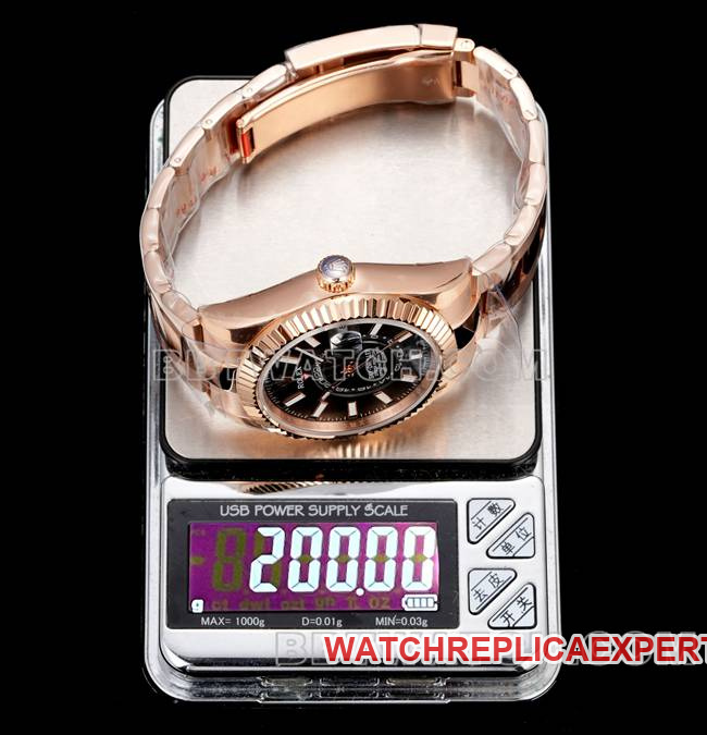 collectible watch RolexAR+ factory pilot black dial mechanical rose gold weight live photos
