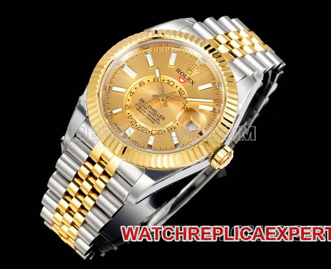 watch RolexAR+ factory pilot gold plate mechanical room gold front live photo