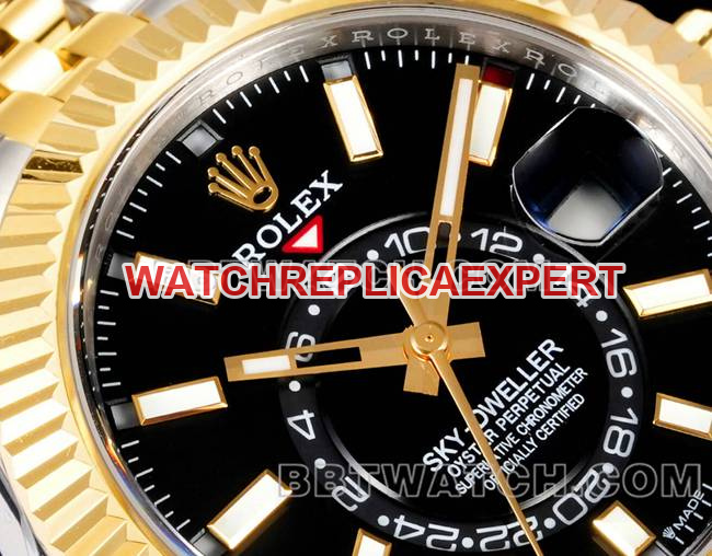 collectible watch RolexAR+ factory pilot black dial mechanical room gold front live photo
