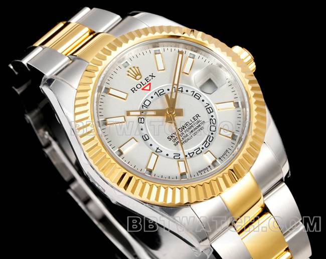 top-tier watch Navigator AR+ factory Rolexwhite dial mechanical room gold steel braceletfront live photo