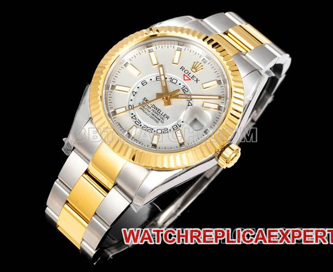 top-tier watch Navigator AR+ factory Rolexwhite dial mechanical room gold steel braceletfront live photo