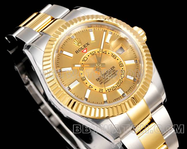 1:1replica watch Navigator AR+ factory Rolex gold plate mechanical room gold steel braceletfront live photo