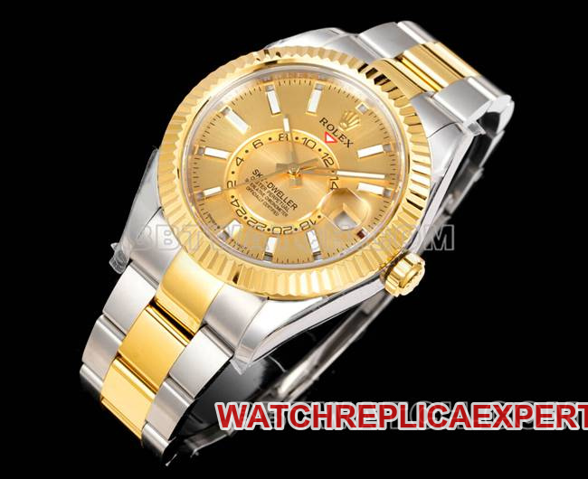 1:1replica watch Navigator AR+ factory Rolex gold plate mechanical room gold steel braceletfront live photo