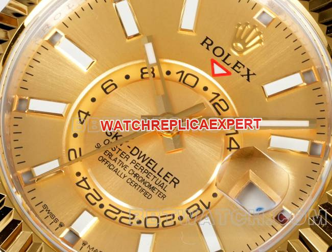 1:1replica watch Navigator AR+ factory Rolex gold plate mechanical room gold steel braceletfront live photo