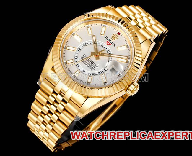 watch Navigator AR+ factory Rolexwhite dial mechanical yellow goldfront live photo