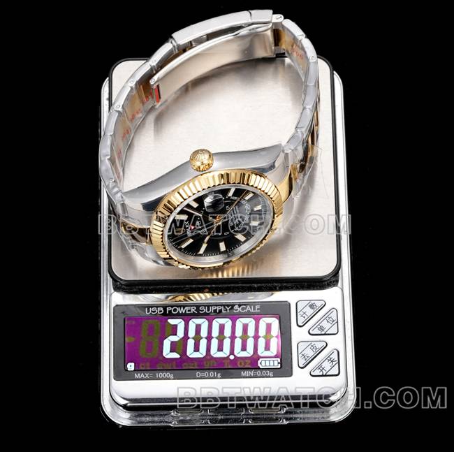 collectible watch Navigator AR+ factory Rolexblack dial mechanical room gold steel bracelet weight live photos