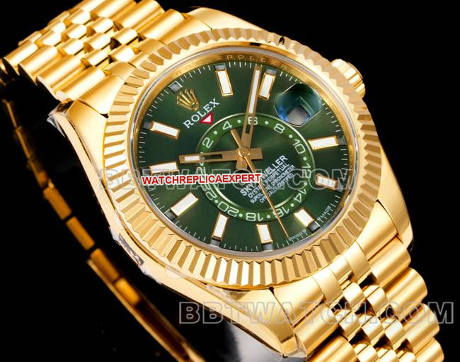 AR+ factory collectible watch pilot rolexgreen dial mechanical yellow goldfront live photo