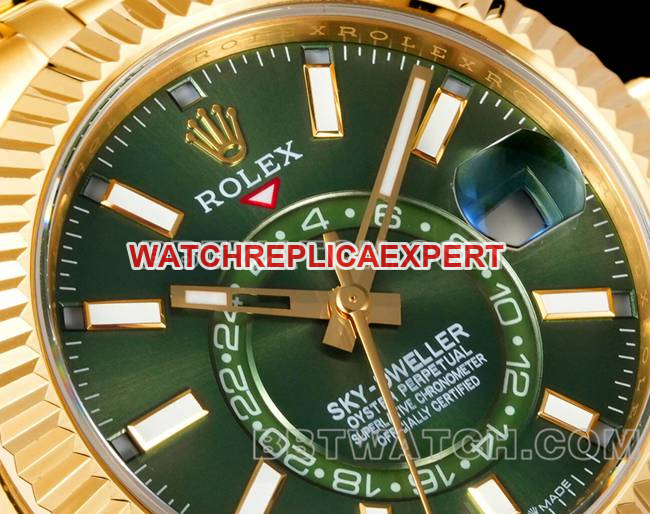 AR+ factory collectible watch pilot rolexgreen dial mechanical yellow goldfront live photo