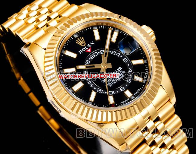 AR+ factory 1:1replica watch pilot rolexblack dial mechanical yellow goldfront live photo