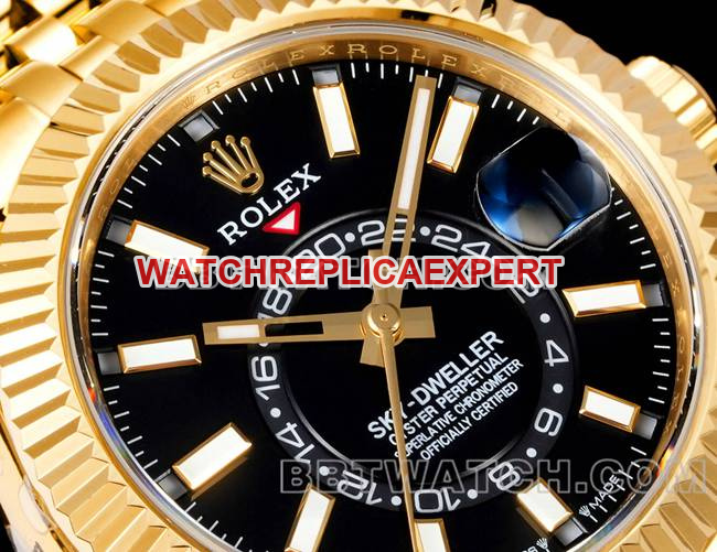 AR+ factory 1:1replica watch pilot rolexblack dial mechanical yellow goldfront live photo