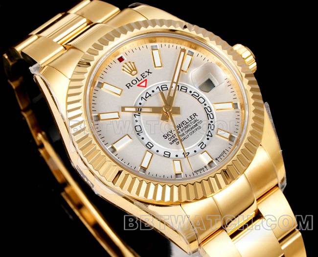 AR+ factory watch pilot rolexwhite dial mechanical yellow gold steel braceletfront live photo
