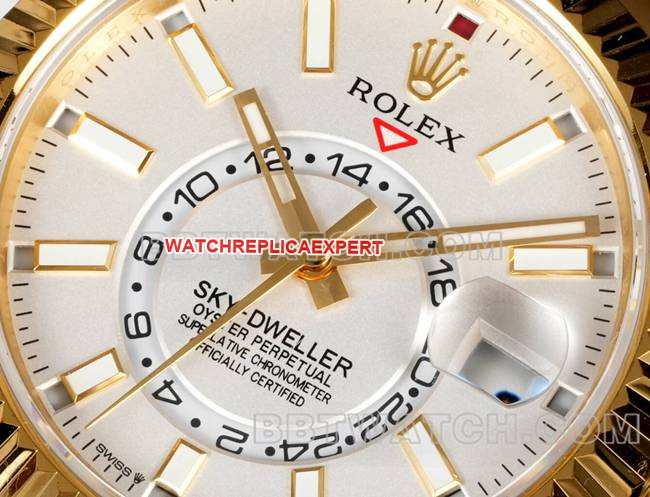 AR+ factory watch pilot rolexwhite dial mechanical yellow gold steel braceletfront live photo