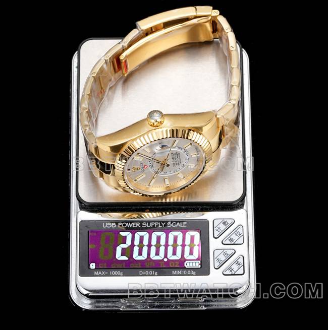 AR+ factory watch pilot Rolex white dial mechanical yellow gold steel bracelet weight live photos