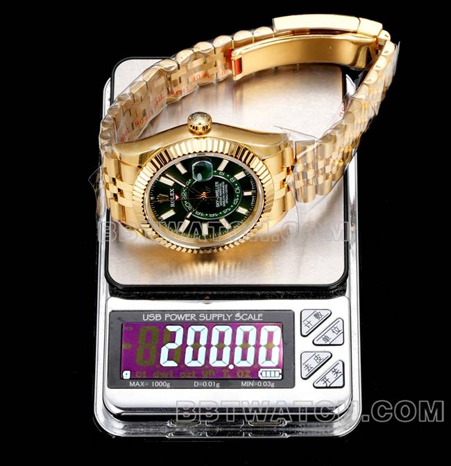 AR+ factory collectible watch Rolex pilot green dial mechanical yellow gold steel bracelet weight live photos