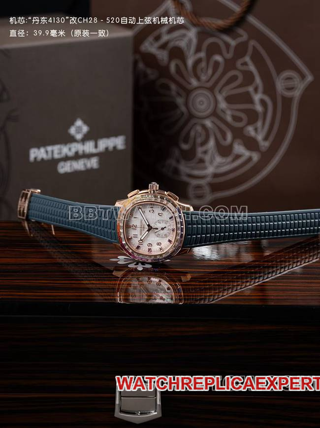 top-tier watch PPM factory Patek PhilippeAquanaut mechanical blue rubber braceletfront live photo