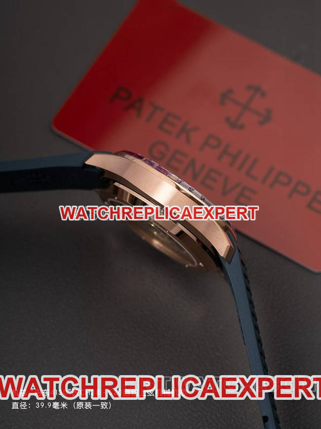 top-tier watch PPM factory Patek PhilippeAquanaut mechanical blue rubber braceletside live photo