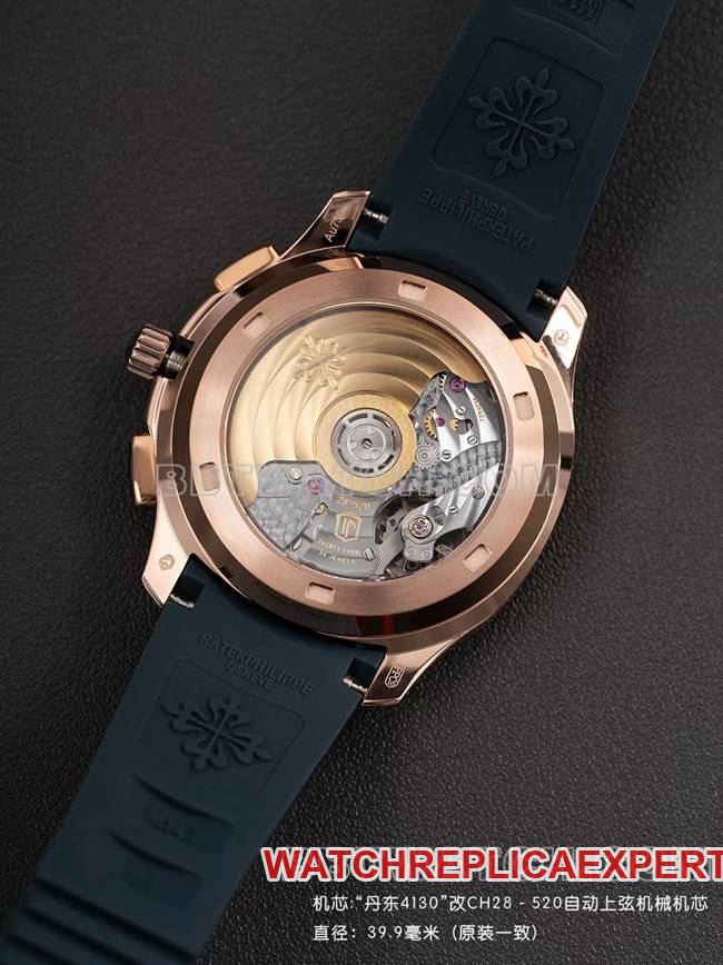 top-tier watch PPM factory Patek PhilippeAquanaut mechanical blue rubber braceletcaseback live photo