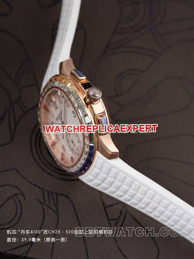 collectible watch PPM factory Patek PhilippeAquanaut mechanical white rubber braceletside live photo