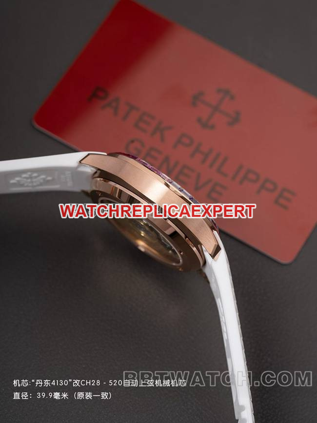 collectible watch PPM factory Patek PhilippeAquanaut mechanical white rubber braceletside live photo