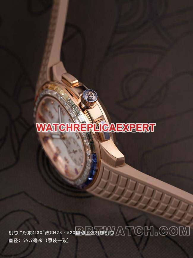 1:1replica watch PPM factory Patek PhilippeAquanaut mechanical light brown rubber braceletside live photo