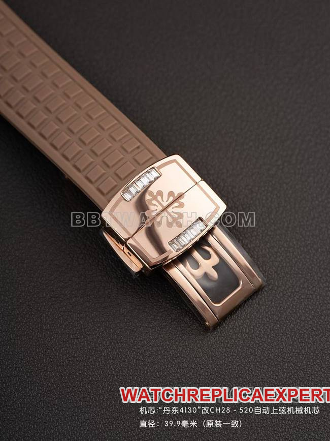 1:1replica watchPPM factoryPatek PhilippeAquanaut mechanical light brown rubber braceletclasplive photos