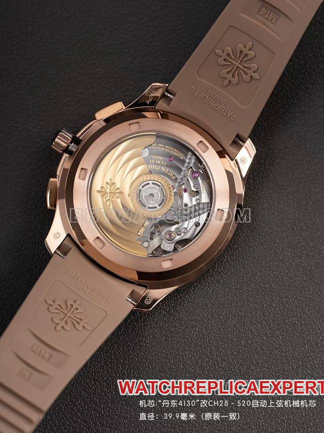 1:1replica watch PPM factory Patek PhilippeAquanaut mechanical light brown rubber braceletcaseback live photo