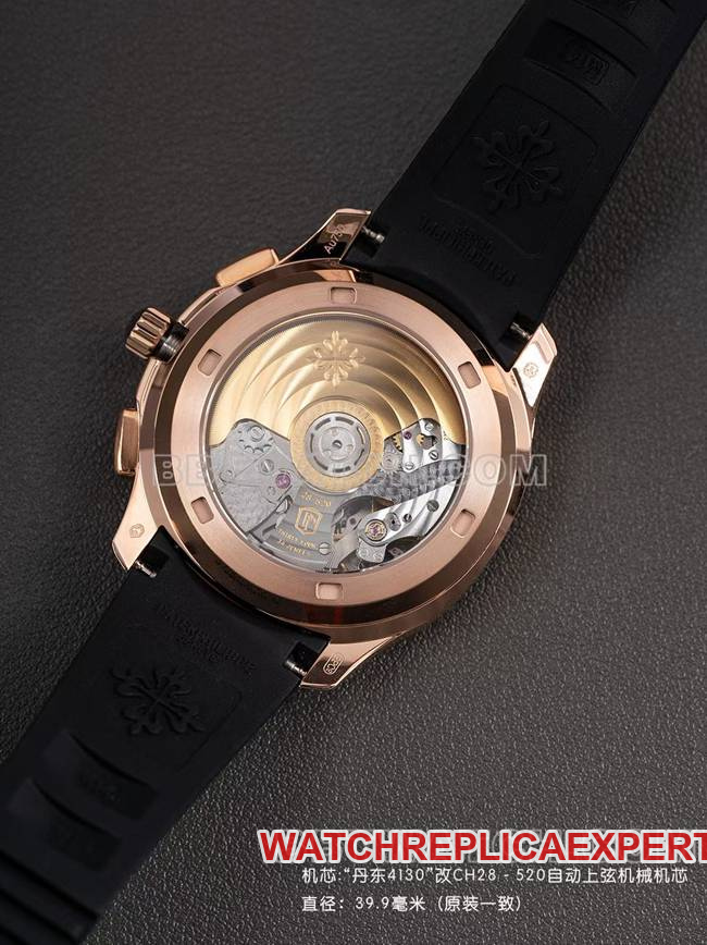 watch PPM factory Patek PhilippeAquanaut mechanical black rubber braceletcaseback live photo