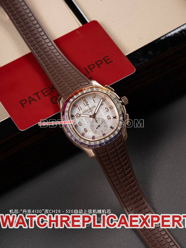 collectible watch PPM factory Patek PhilippeAquanaut mechanical brown rubber braceletfront live photo