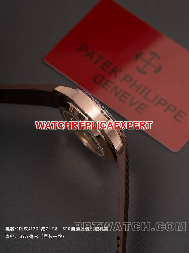 collectible watch PPM factory Patek PhilippeAquanaut mechanical brown rubber braceletside live photo