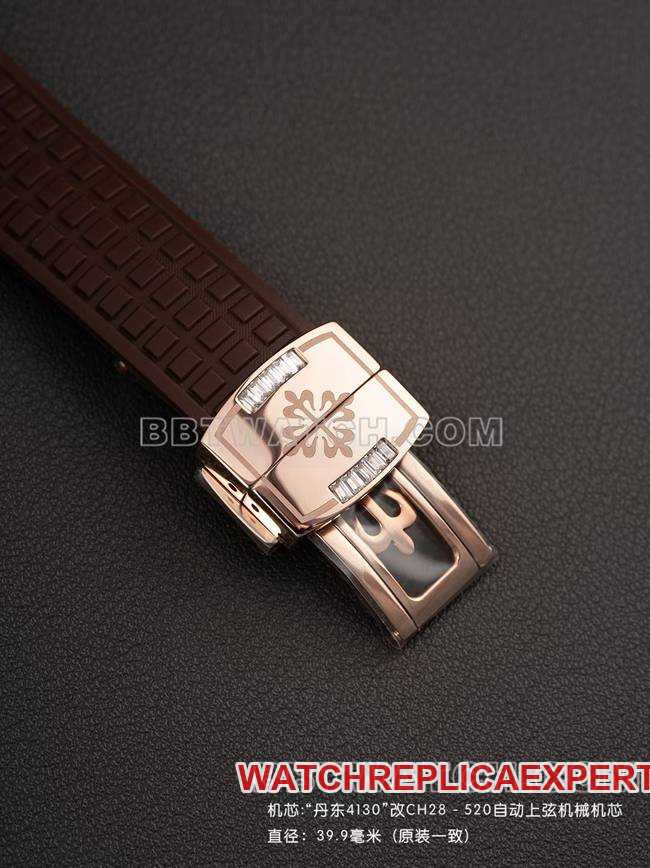 collectible watch PPM factory Patek PhilippeAquanaut mechanical brown rubber braceletclasplive photos