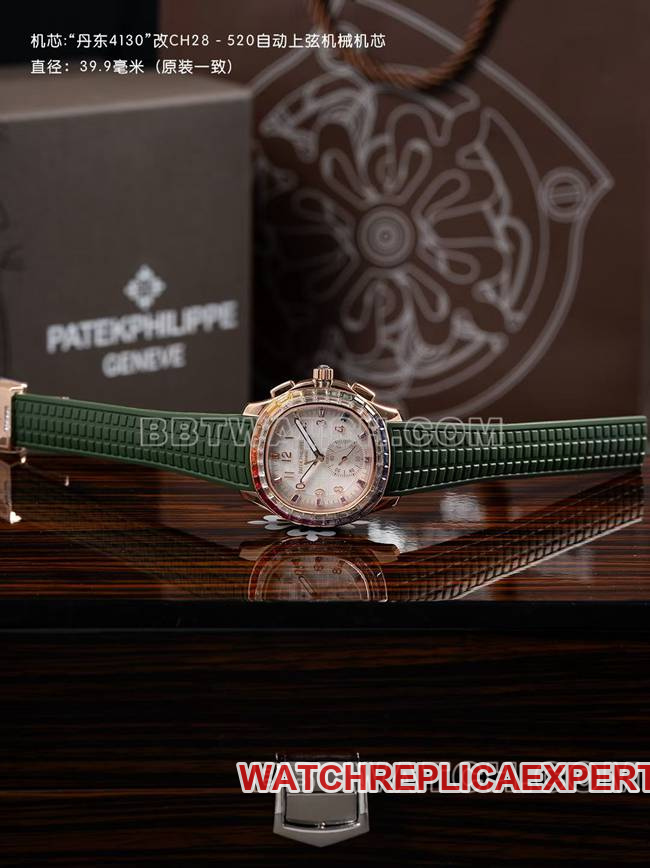 top-tier watch Patek PhilippePPM factory Aquanaut mechanical green rubber braceletfront live photo