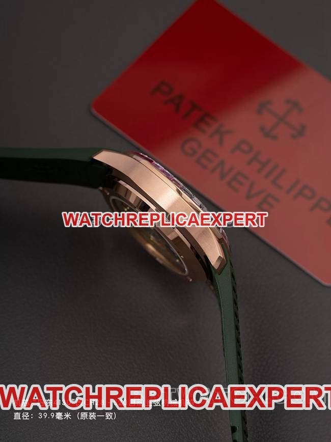 top-tier watch Patek PhilippePPM factory Aquanaut mechanical green rubber braceletside live photo