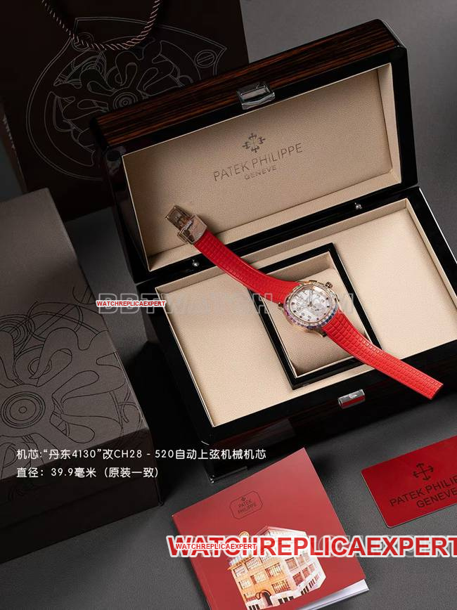 collectible watch Patek PhilippePPM factory Aquanaut mechanical red rubber braceletfront live photo