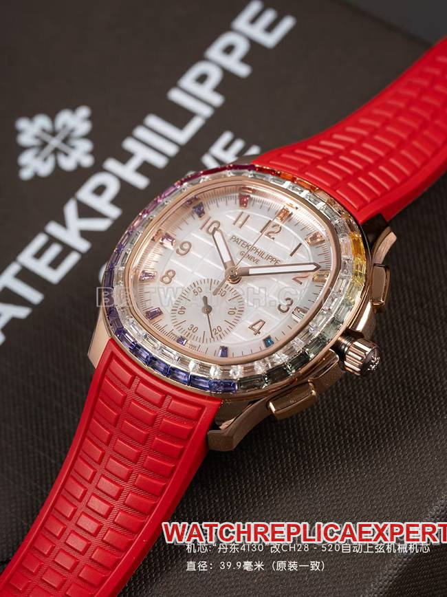 collectible watch Patek PhilippePPM factory Aquanaut mechanical red rubber braceletfront live photo