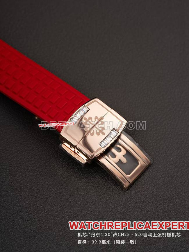 collectible watch Patek PhilippePPM factory Aquanaut mechanical red rubber braceletclasplive photos