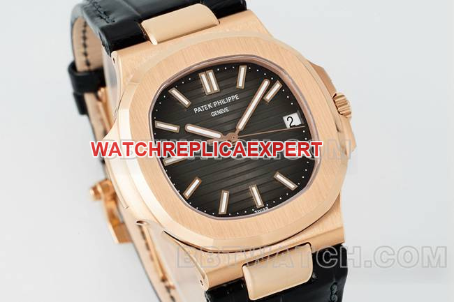top-tier watch NautilusDDF factory Patek Philippeblack dial leather bracelet5711front live photo