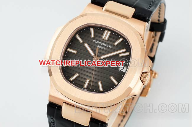 top-tier watch NautilusDDF factory Patek Philippeblack dial leather bracelet5711front live photo